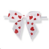 Large WHITE w/RED HEARTS Sheer Bow on Twistie (Qty 25)